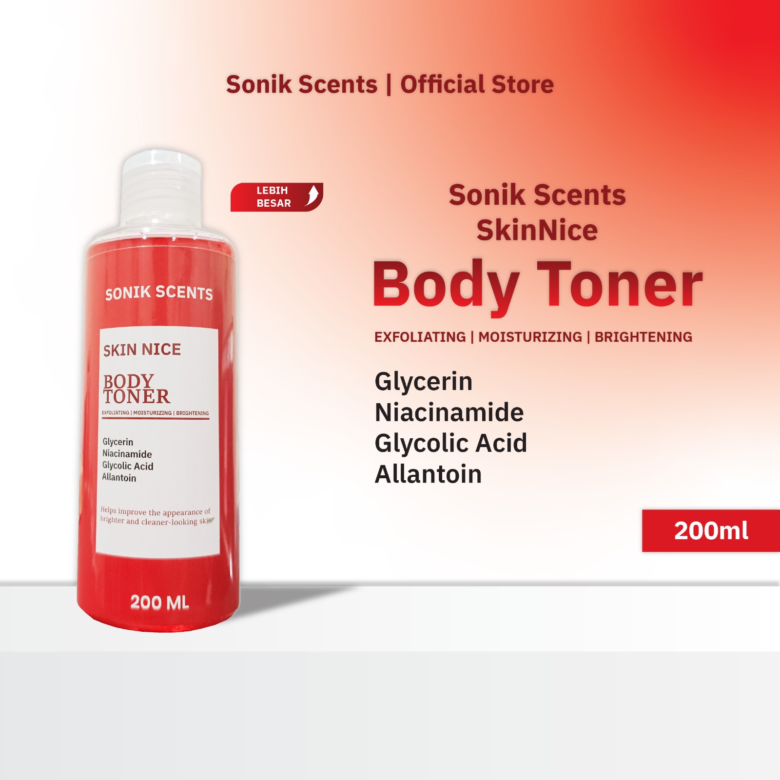 SONIK SCENTS SKIN NICE BODY TONER MERAH 200 ML - Gambar 3