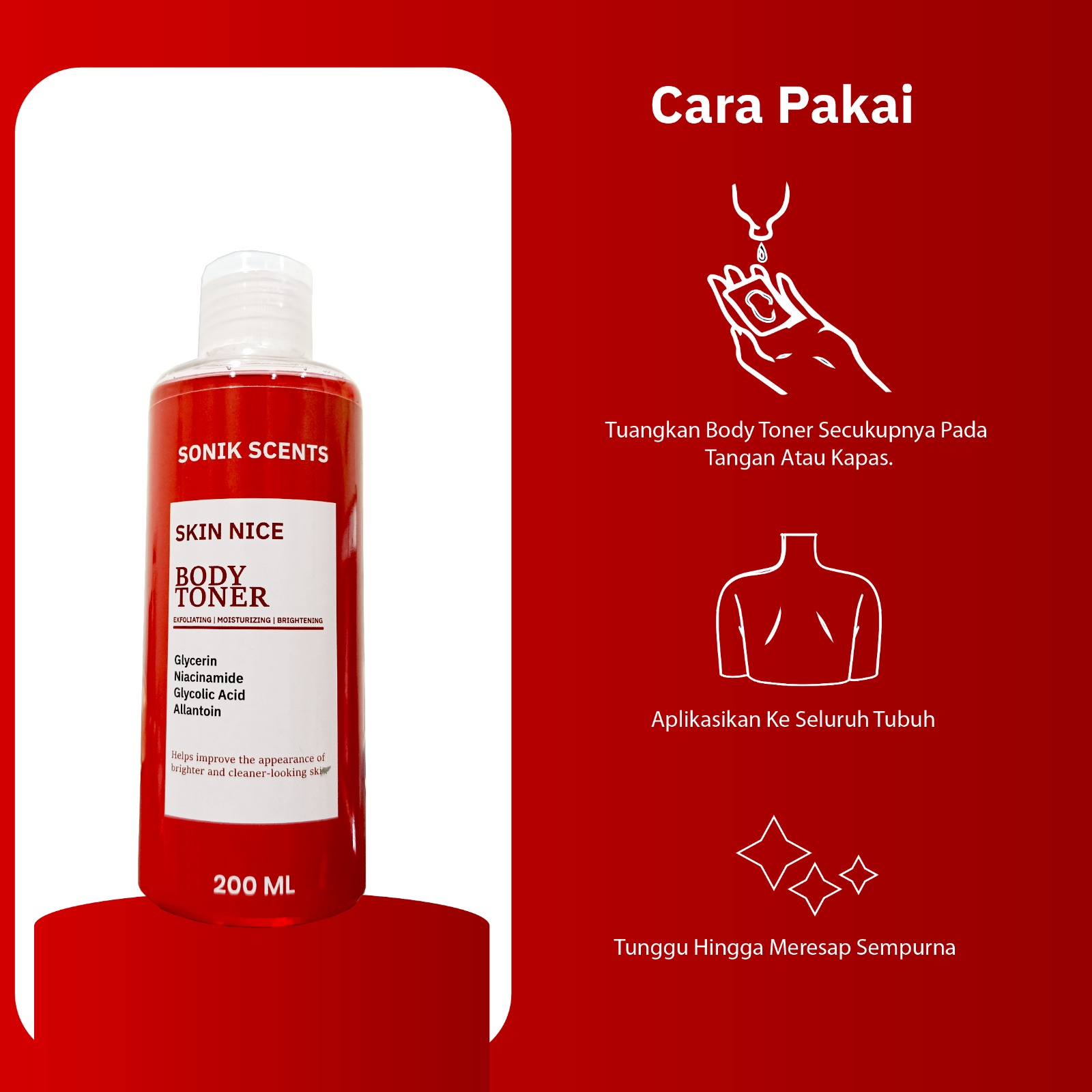 SONIK SCENTS SKIN NICE BODY TONER MERAH 200 ML - Gambar 2